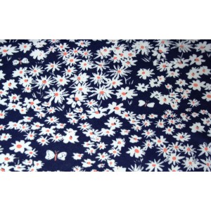 10cm Bio-Baumwolljersey "Gänseblümchen auf Dunkelblau" Birch Fabrics    (Grundpreis € 25,00/m)